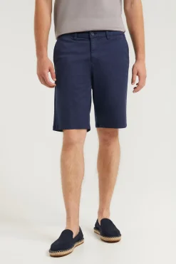 Polo Club Pantalons*Bermuda bleu e Relaxed fit à logo brodé Marin