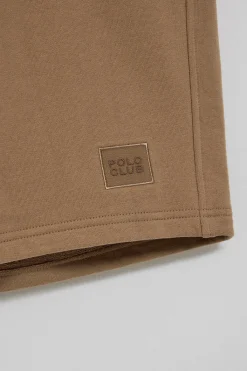 Polo Club Pantalons*Bermuda Jonas couleur moka en coton et coupe relaxed fit avec écusson en sergé caoutchouté Mocca
