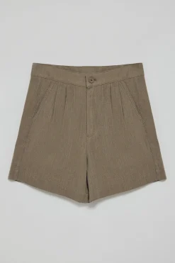Polo Club Pantalons*Bermuda Soller en lin et coton avec détail Taupe