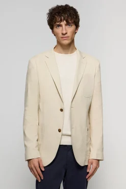 Polo Club Vestes*Blazer en lin couleur boutonné avec détails Sable