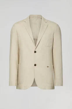 Polo Club Vestes*Blazer en lin couleur boutonné avec détails Sable