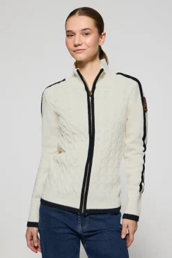 Polo Club Pulls*Cardigan avec fermeture éclair et écusson Beige