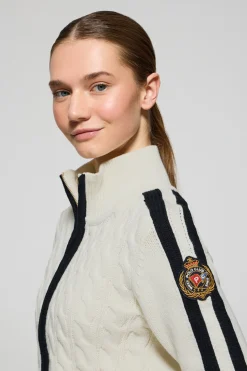 Polo Club Pulls*Cardigan avec fermeture éclair et écusson Beige