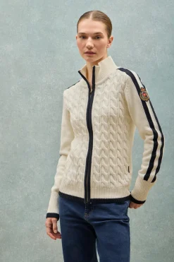 Polo Club Pulls*Cardigan avec fermeture éclair et écusson Beige