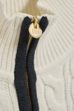 Polo Club Pulls*Cardigan avec fermeture éclair et écusson Beige