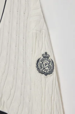 Polo Club Pulls*Cardigan tressé court et boutonné avec écusson nautique Beige