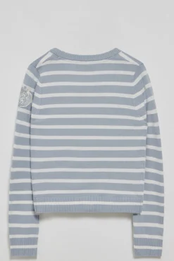 Polo Club Pulls*Cardigan clair rayé avec un écusson nautique Bleu