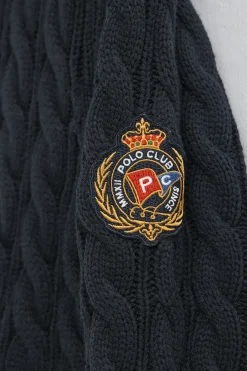 Polo Club Pulls*Cardigan avec fermeture éclair complète et écusson nautique Bleu Marine