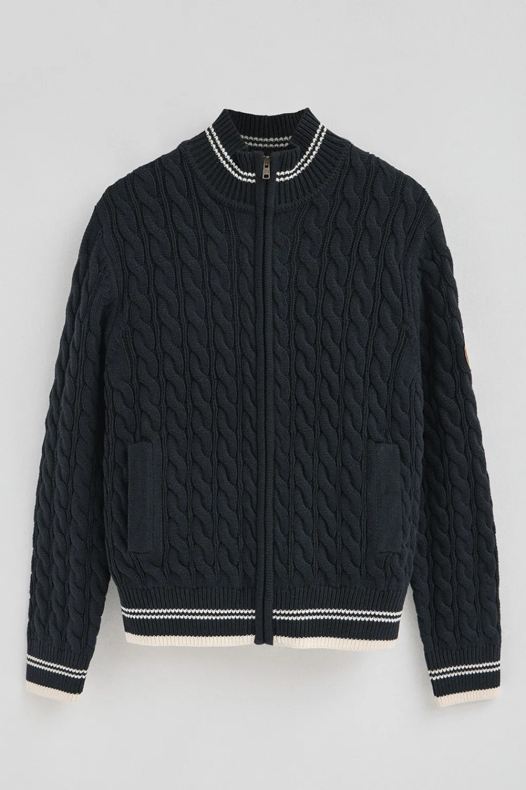 Polo Club Pulls*Cardigan avec fermeture éclair complète et écusson nautique Bleu Marine