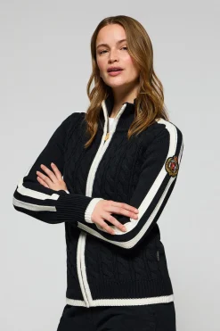 Polo Club Pulls*Cardigan avec fermeture éclair et écusson Bleu Marine