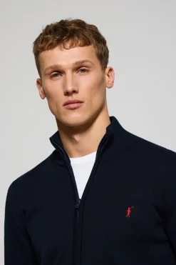 Polo Club Pulls*Cardigan en maille zippé et Rigby Go brodé Bleu Marine