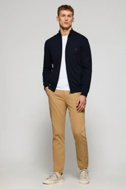 Polo Club Pulls*Cardigan en maille zippé et Rigby Go brodé Bleu Marine