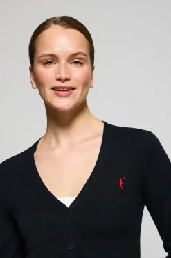 Polo Club Pulls*Cardigan en maille boutonné avec col en V et broderie Rigby Go Bleu Marine
