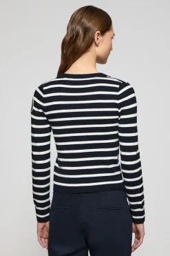 Polo Club Pulls*Cardigan rayé avec un écusson nautique Bleu Marine