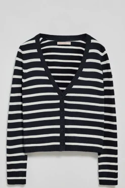 Polo Club Pulls*Cardigan rayé avec un écusson nautique Bleu Marine