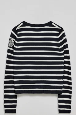 Polo Club Pulls*Cardigan rayé avec un écusson nautique Bleu Marine
