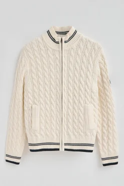 Polo Club Pulls*Cardigan couleur écrue à fermeture éclair complète avec écusson nautique Beige