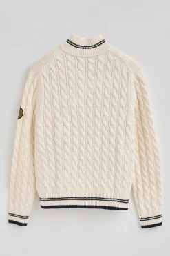 Polo Club Pulls*Cardigan couleur écrue à fermeture éclair complète avec écusson nautique Beige
