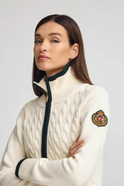 Polo Club Pulls*Cardigan écru à écusson nautique Beige