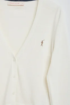 Polo Club Pulls*Cardigan écru en maille boutonné avec col en V et logo Rigby Go Beige