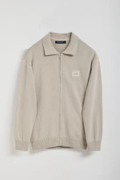 Polo Club Pulls*Cardigan en maille gris avec logo Pierre