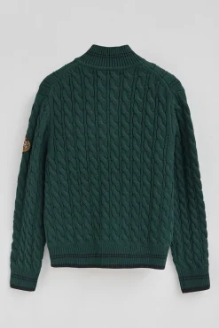 Polo Club Pulls*Cardigan émeraude à fermeture éclair complète avec écusson nautique Émeraude foncée