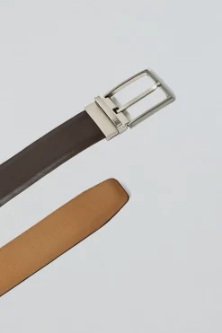 Polo Club Accessoires*Ceinture classique réversible Tyler camel et marron foncé avec détails Camel foncée