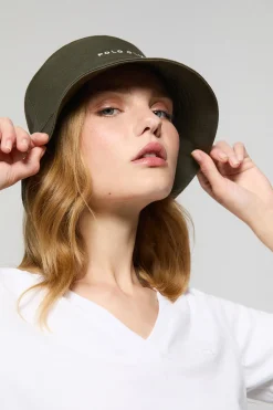 Polo Club Accessoires|Accessoires*Chapeau bucket couleur vert avec logo brodé minimaliste Kaki