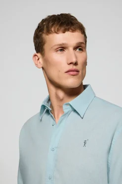 Polo Club Chemises*Chemise Regular en lin et coton avec broderie Rigby Go Aigue-Marine
