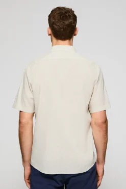 Polo Club Chemises*Chemise à manches courtes en lin et coton avec broderie Rigby Go Beige