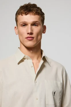 Polo Club Chemises*Chemise à manches courtes en lin et coton avec broderie Rigby Go Beige