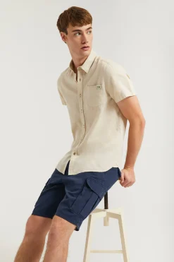 Polo Club Chemises*Chemise beige en lin avec poche sur la poitrine Écru