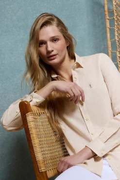 Polo Club Chemises*Chemise en lin et coton avec un détail brodé Rigby Go Beige