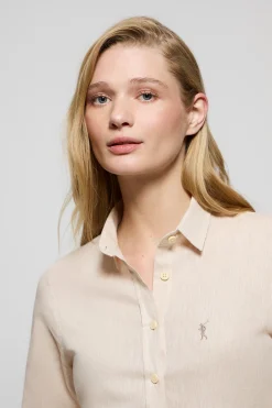 Polo Club Chemises*Chemise en lin et coton avec un détail brodé Rigby Go Beige