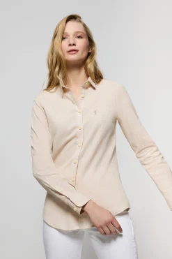 Polo Club Chemises*Chemise en lin et coton avec un détail brodé Rigby Go Beige