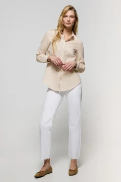 Polo Club Chemises*Chemise en lin et coton avec un détail brodé Rigby Go Beige
