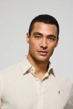 Polo Club Chemises*Chemise Regular en lin et coton avec broderie Rigby Go Beige