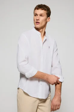 Polo Club Chemises*Chemise he à col Mao en lin et coton avec broderie Rigby Go Blanc