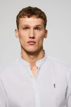 Polo Club Chemises*Chemise he à col Mao en lin et coton avec broderie Rigby Go Blanc
