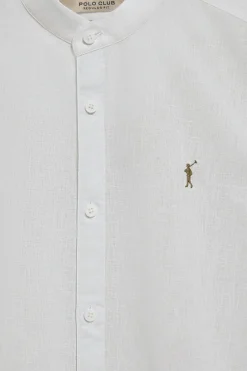 Polo Club Chemises*Chemise he à col Mao en lin et coton avec broderie Rigby Go Blanc