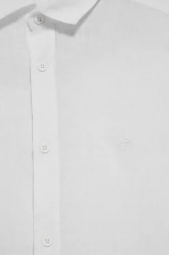 Polo Club Chemises*Chemise he en lin garment dye avec monogramme brodé Blanc