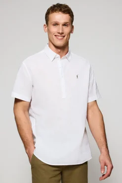Polo Club Chemises|Polos*Chemise he polo en lin et coton avec broderie Rigby Go Blanc