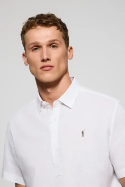 Polo Club Chemises|Polos*Chemise he polo en lin et coton avec broderie Rigby Go Blanc