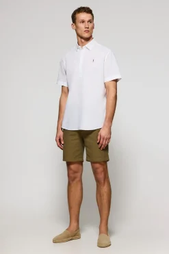 Polo Club Chemises|Polos*Chemise he polo en lin et coton avec broderie Rigby Go Blanc