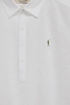 Polo Club Chemises|Polos*Chemise he polo en lin et coton avec broderie Rigby Go Blanc