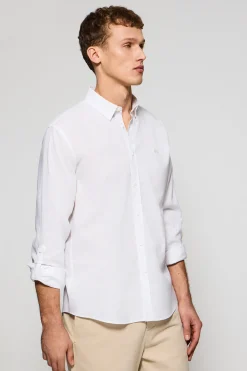 Polo Club Chemises*Chemise he Regular en lin et coton avec logo brodé Blanc