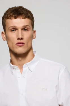 Polo Club Chemises*Chemise he Regular en lin et coton avec logo brodé Blanc
