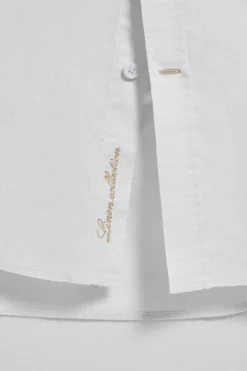 Polo Club Chemises*Chemise he Regular en lin et coton avec logo brodé Blanc