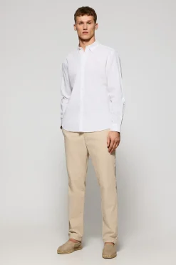Polo Club Chemises*Chemise he Regular en lin et coton avec logo brodé Blanc