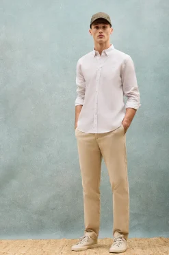 Polo Club Chemises*Chemise he Regular en lin et coton avec logo brodé Blanc